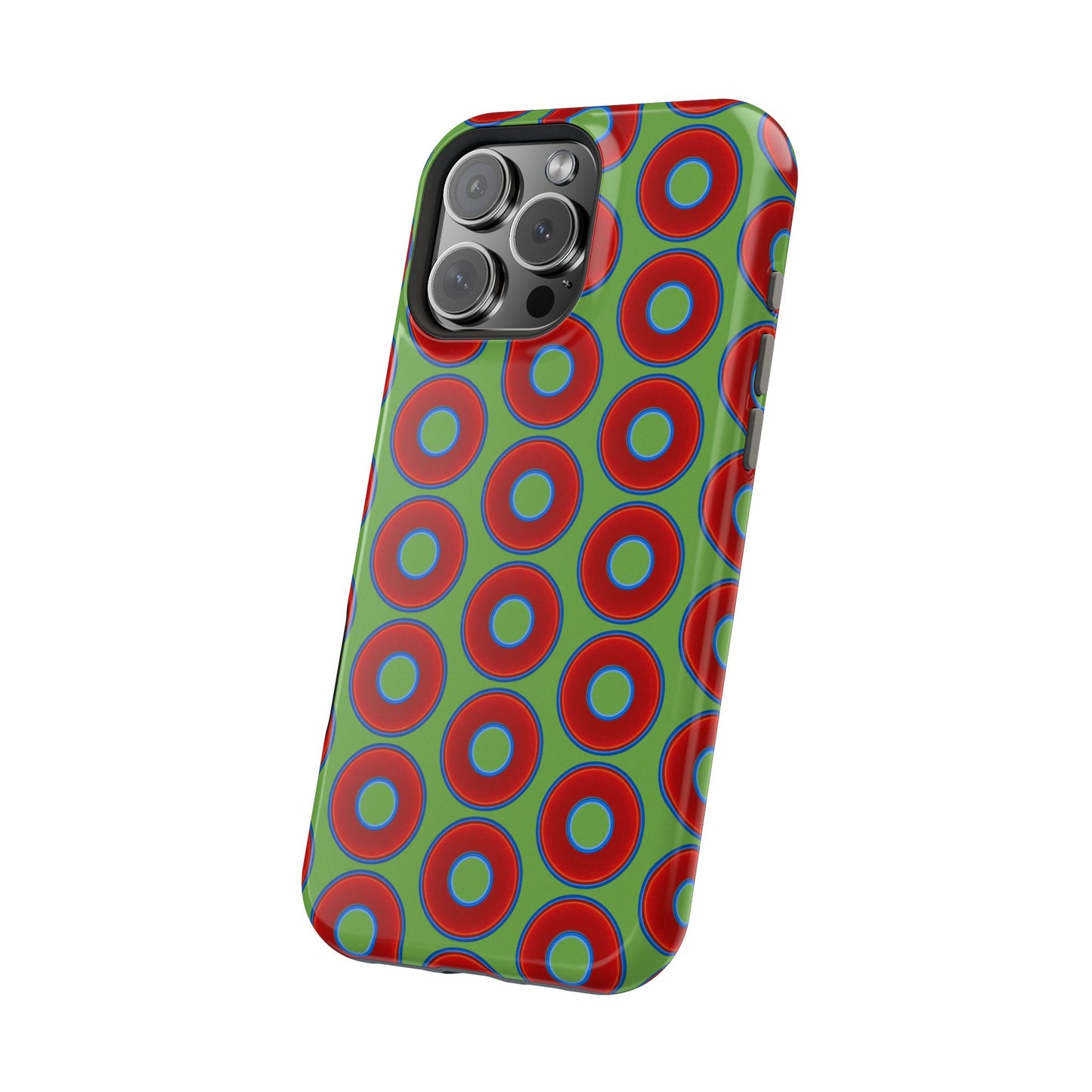 Magnetic Tough Donut Case - red vivid donut print w/light green background