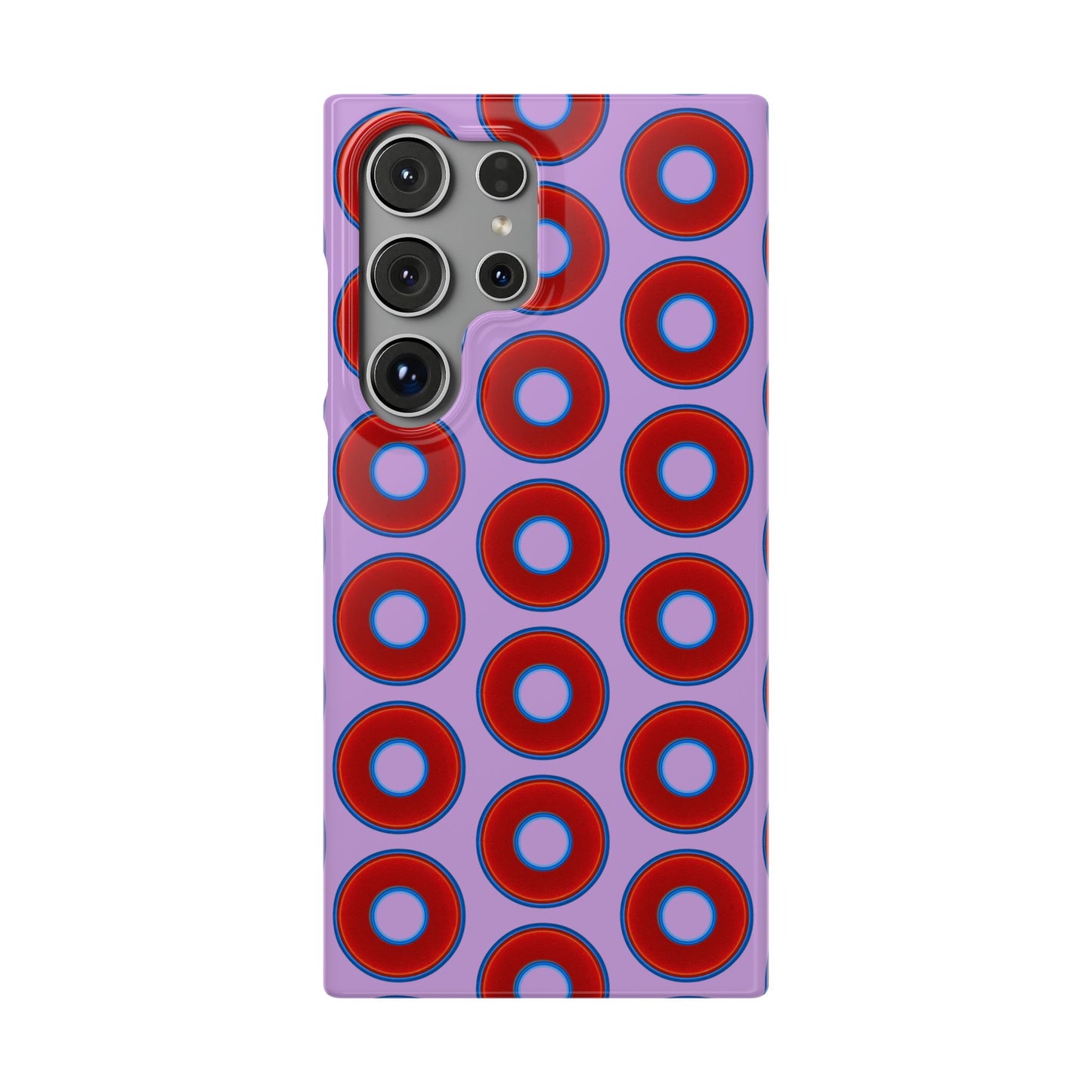 Lumpy Donut Snap Case - red vivid donut print w/wisteria purple background