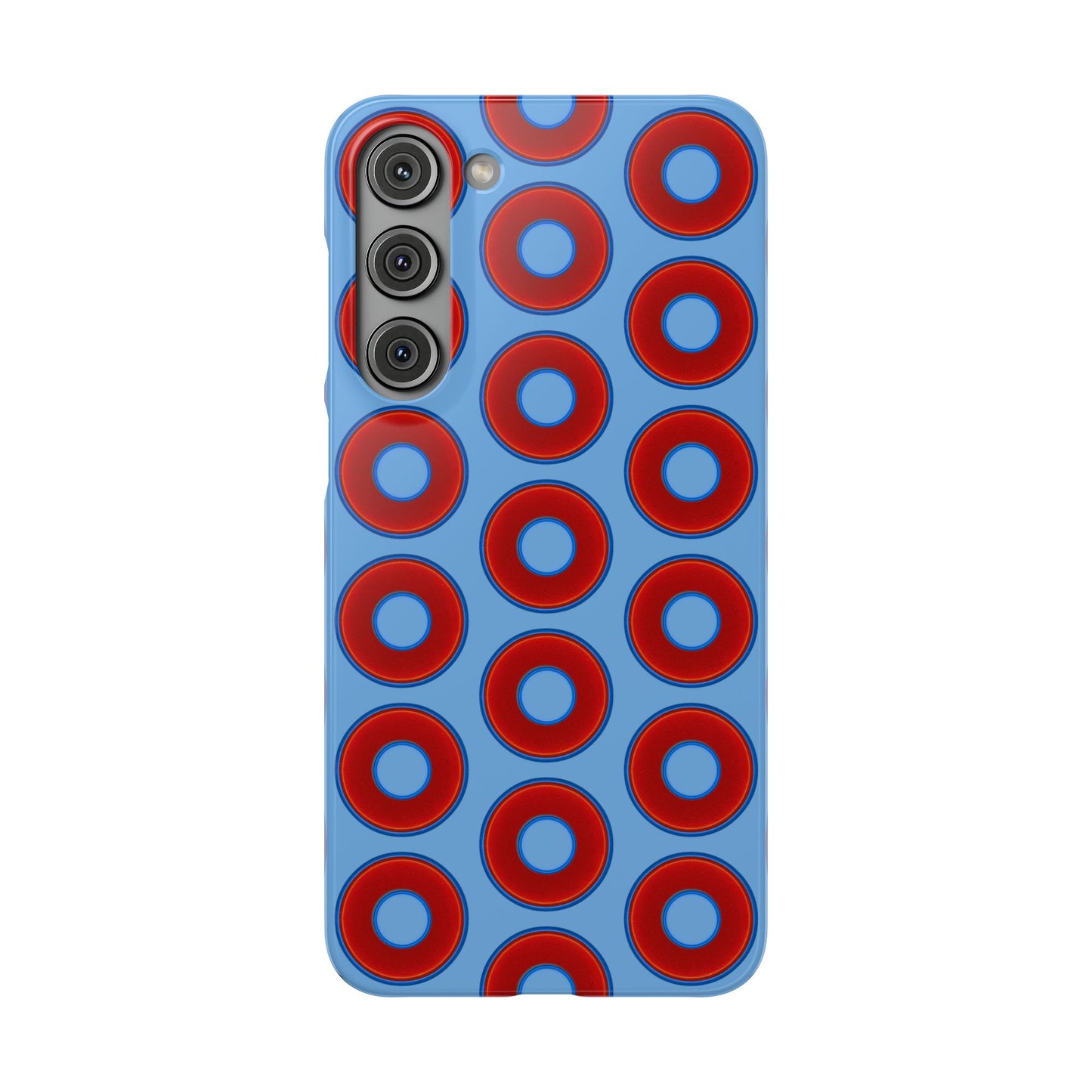 Lumpy Donut Snap Case - red vivid donut print w/light blue background
