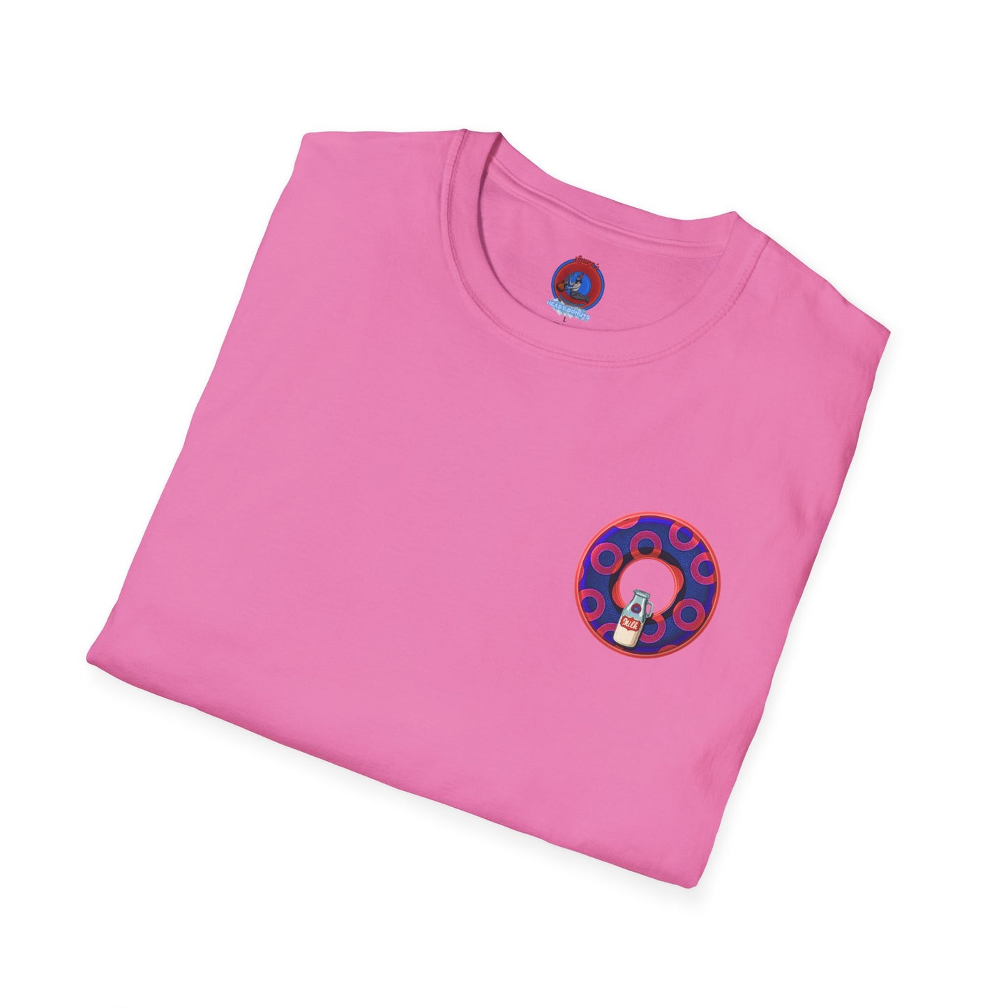 Classic Donut Tee - Unisex Soft-Style - "Wooked Cream - YEMSG Donut " - dark electric blue/red rustic paradox donut - variant 2