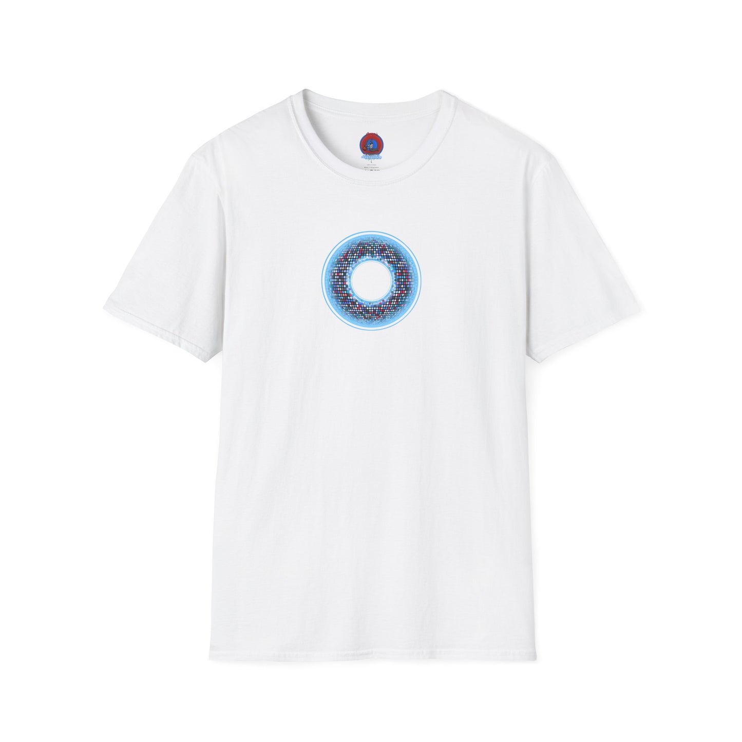 Classic Donut Tee - Unisex Soft-Style - "Microdot Donut" - light blue pixilated donut