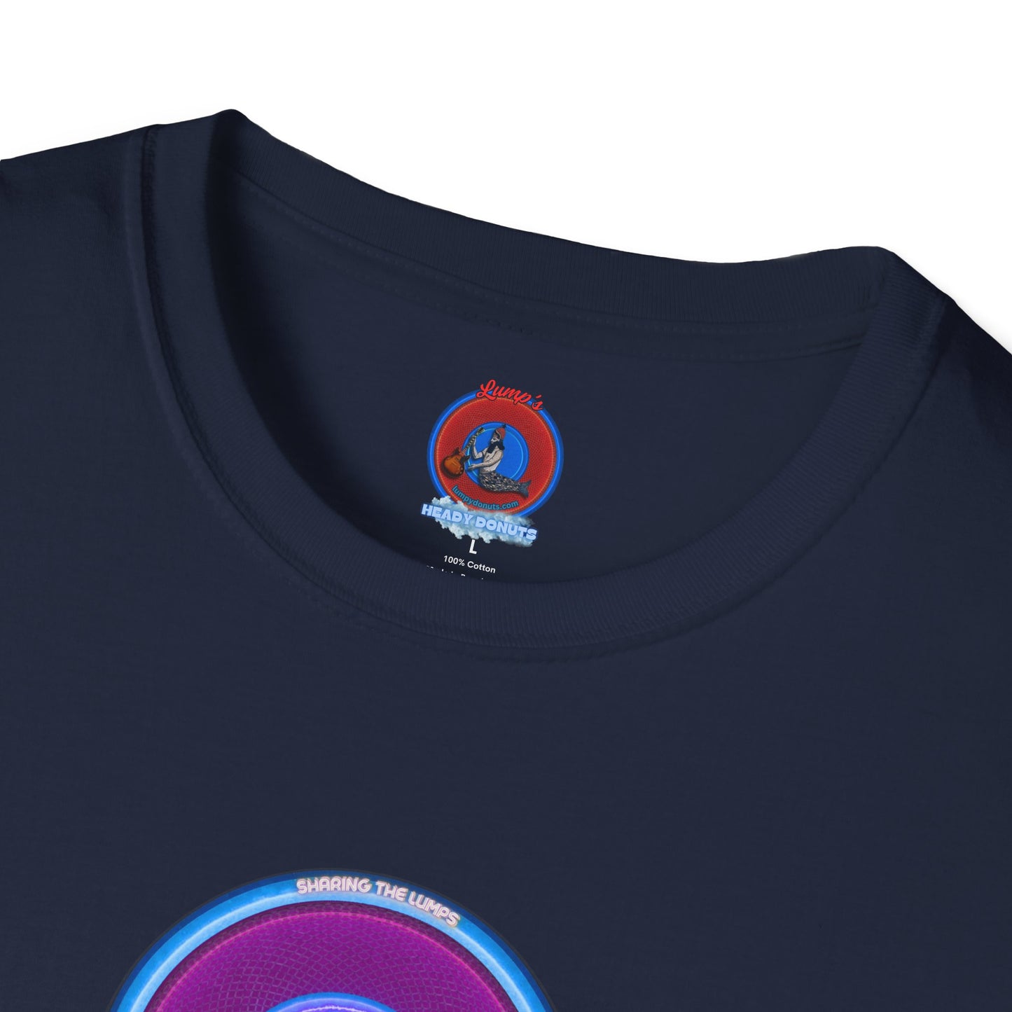 Classic Donut Tee - Unisex Soft-Style - "Lumpy Collective Donut" - rustic purple/light blue lumpy donut - variant 2