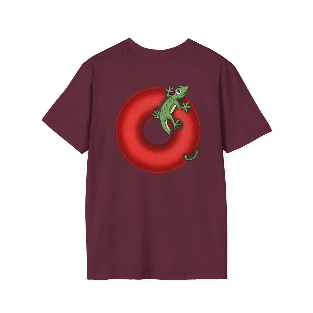 Classic Donut Tee - Unisex Soft-Style - "Practically Extinct Tee Shirt" - plump vivid red donut - variant 1