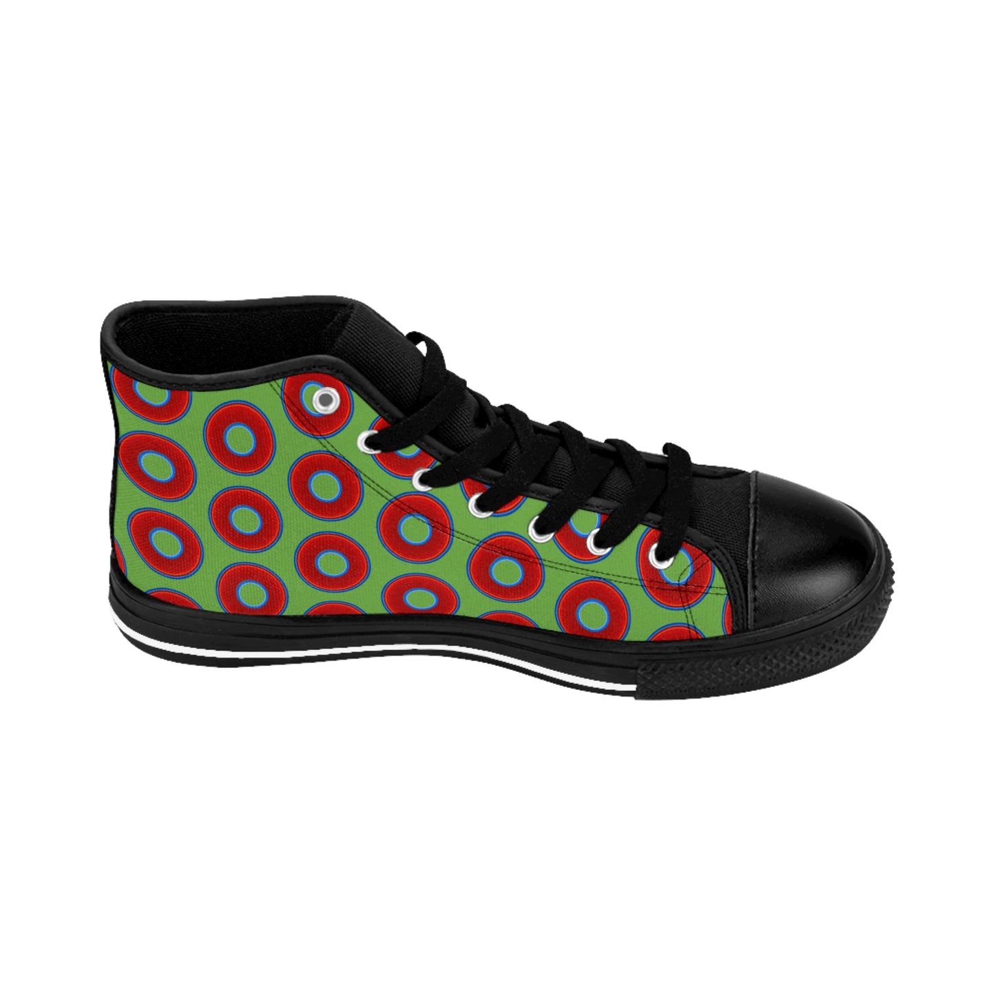 Men's Cushiony Convectors - High Tops - red vivid donuts w/light green background