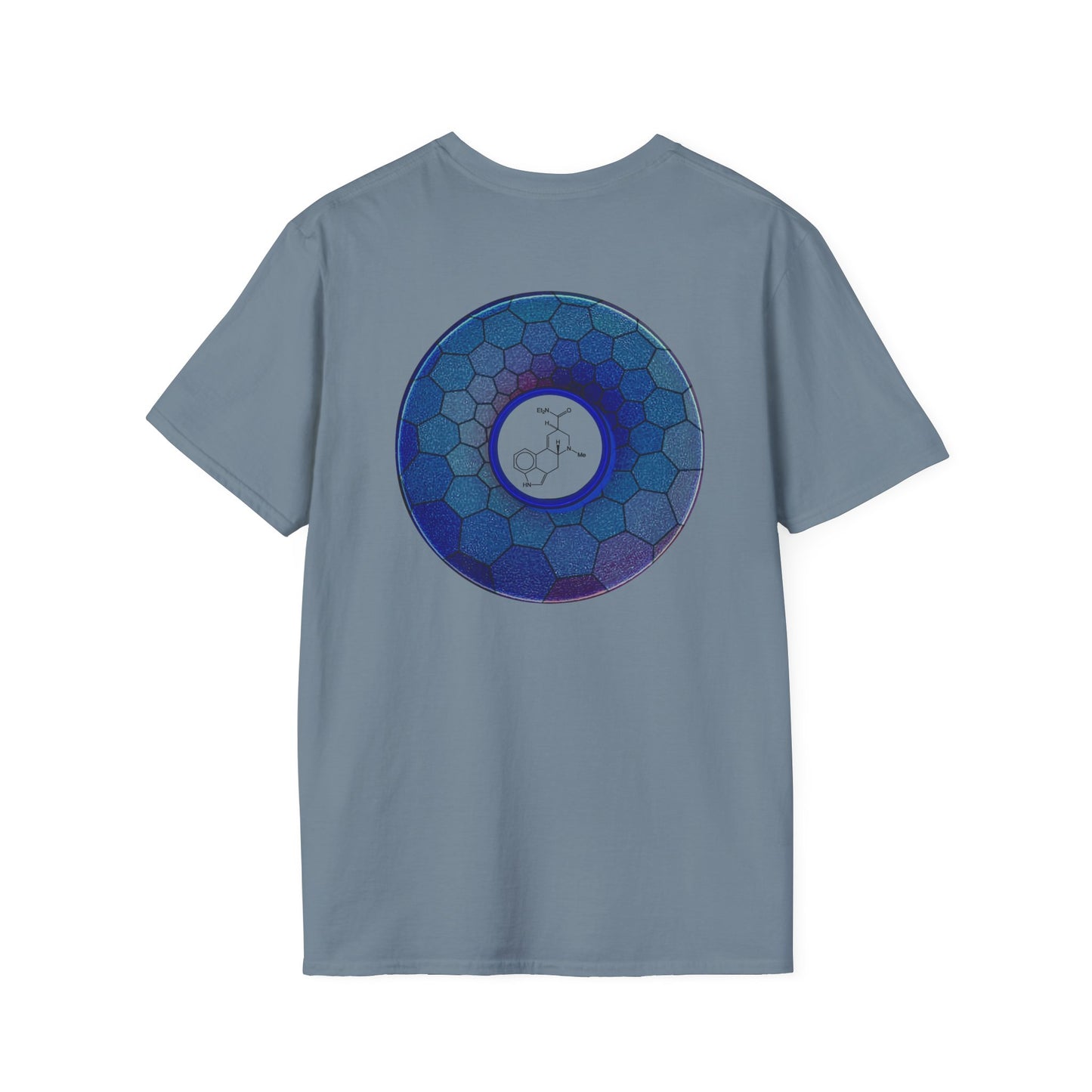 Classic Donut Tee - Unisex Soft-Style - "Dr. Albert Hofmann's Favorite Donut" - series 1.0  - variant 2 - blue hexadonut