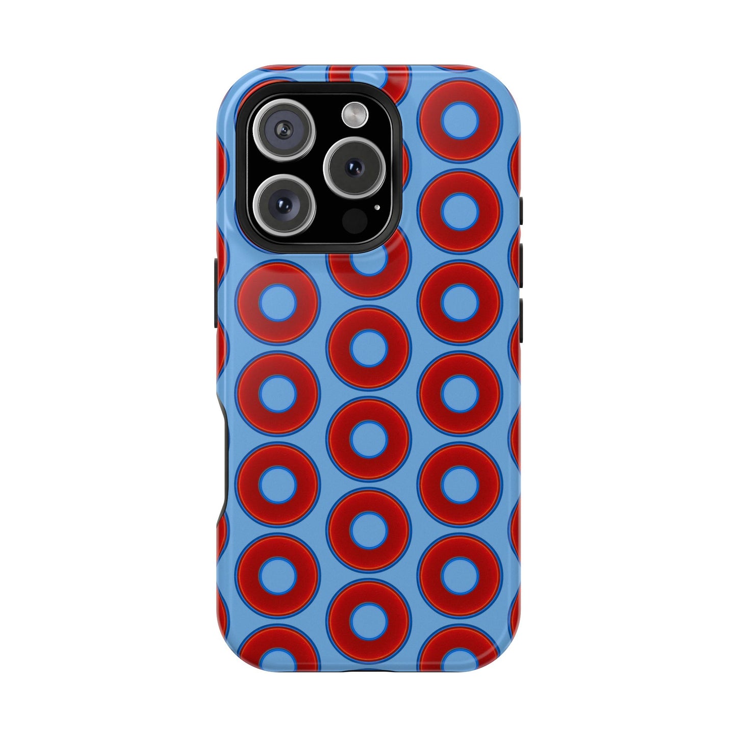 Magnetic Tough Donut Case - red vivid donut print w/light blue background