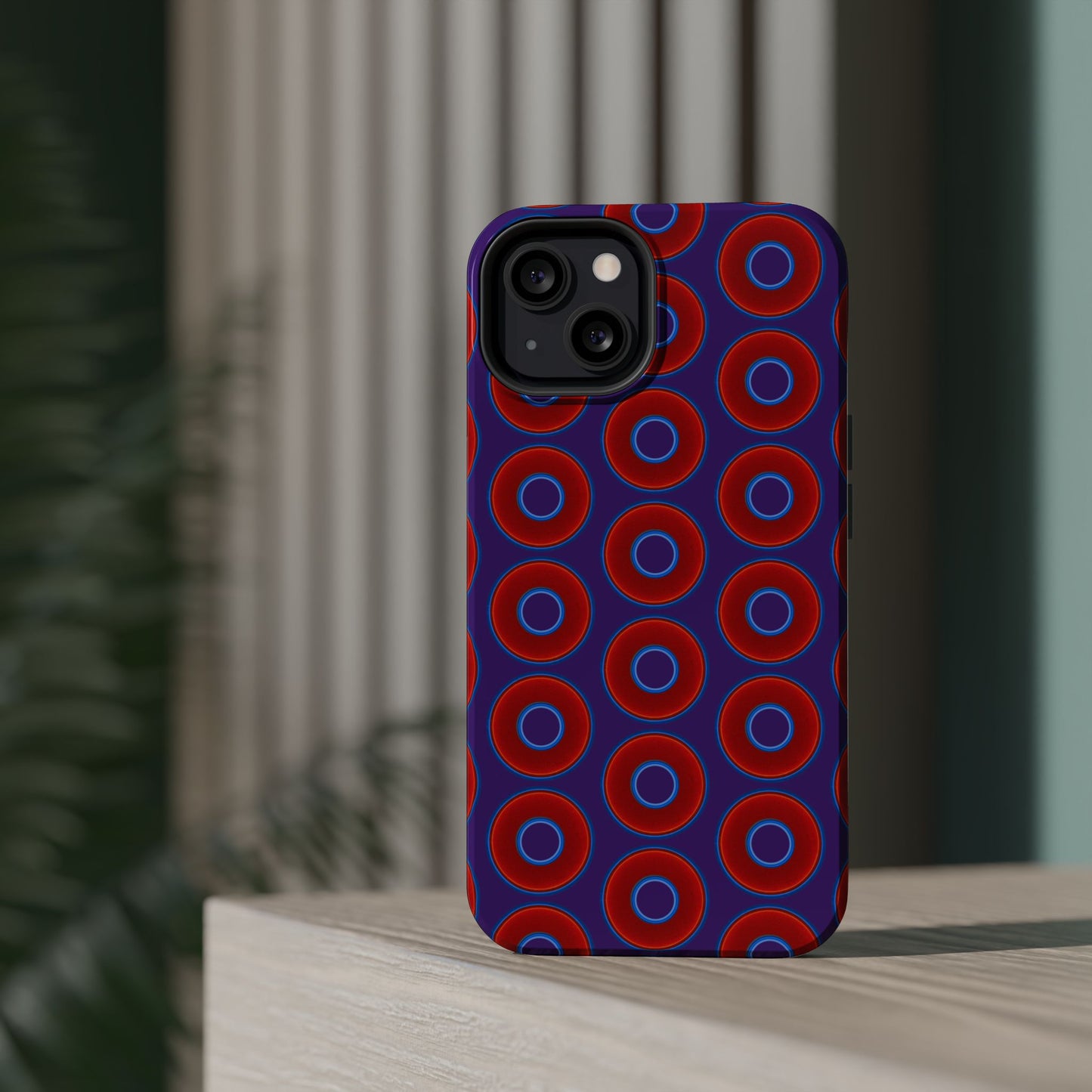 Magnetic Tough Donut Case - red vivid donut print w/purple background