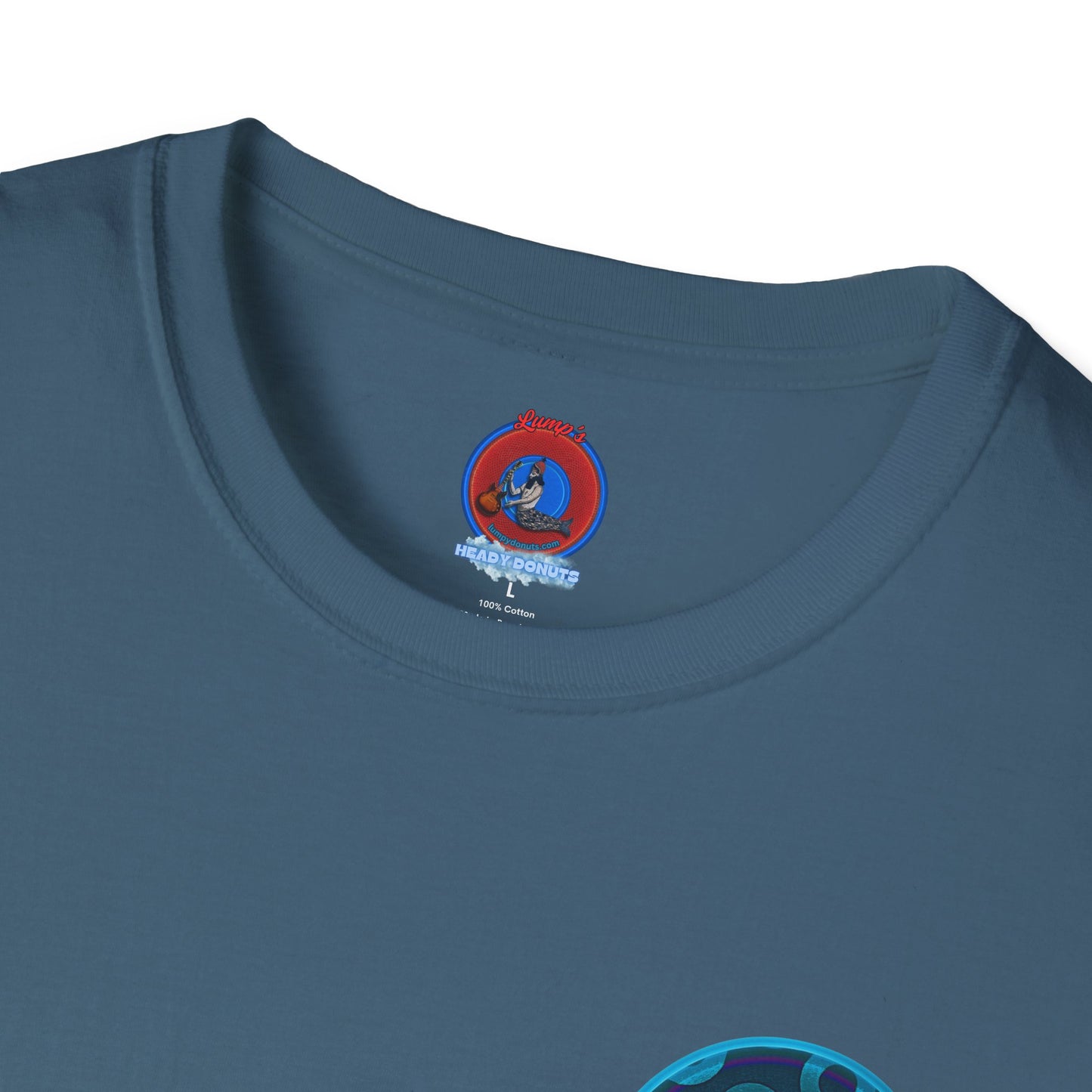 Classic Donut Tee - Unisex Soft-Style - "Wooked Cream - YEMSG Donut " - blue/teal rustic paradox donut - variant 7