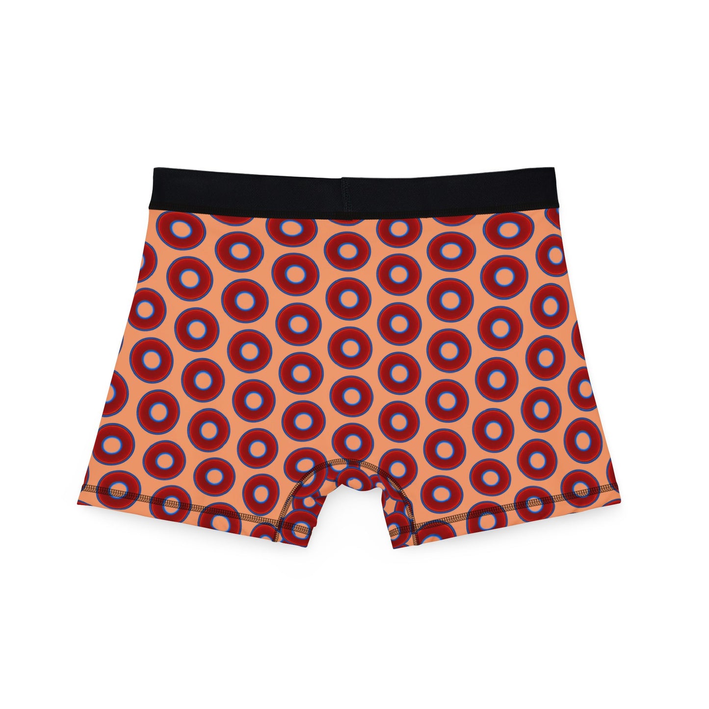 Men's Donut Boxers - red vivid donuts w/peach background