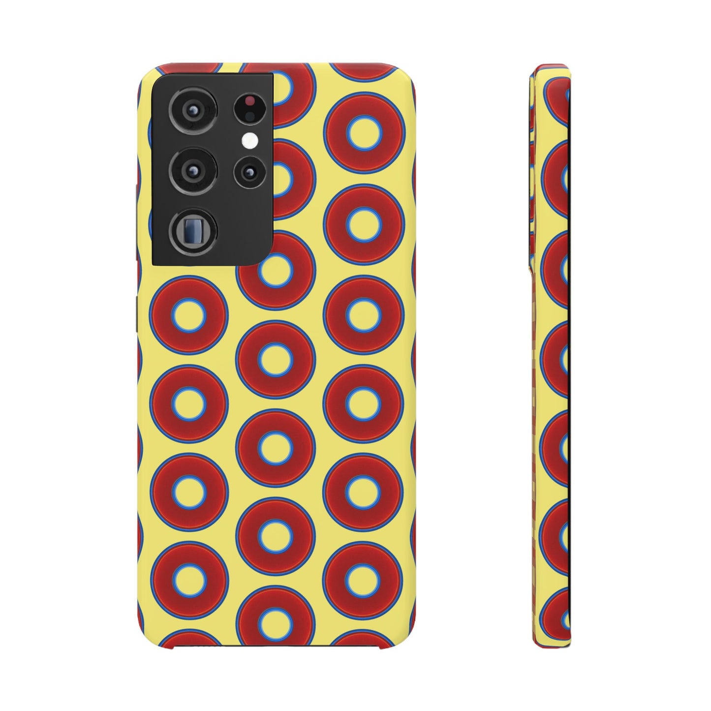 Lumpy Donut Snap Case - red vivid donut print w/yellow background