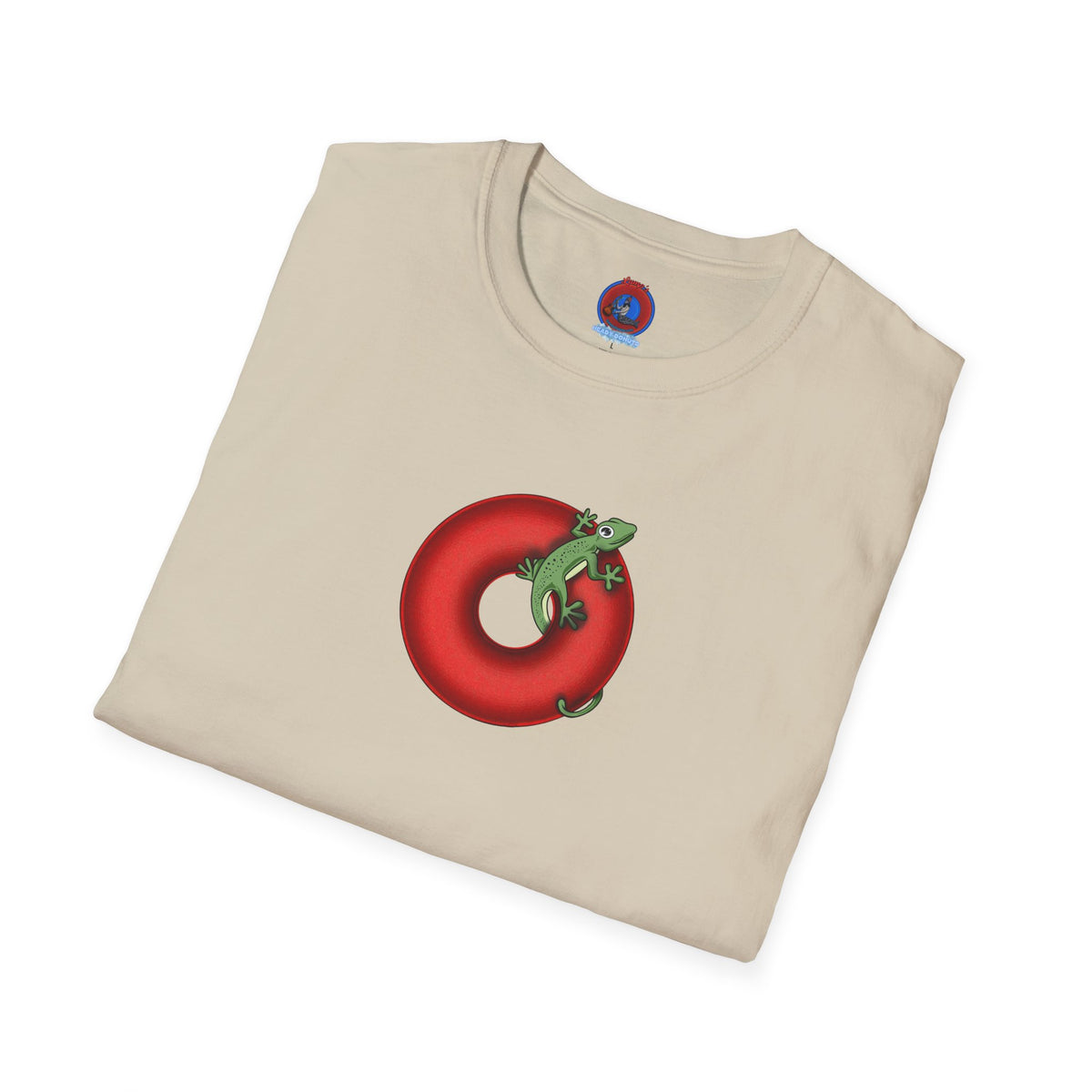 Classic Donut Tee - Unisex Soft-Style - "Practically Extinct Tee Shirt" - plump vivid red donut - variant 1