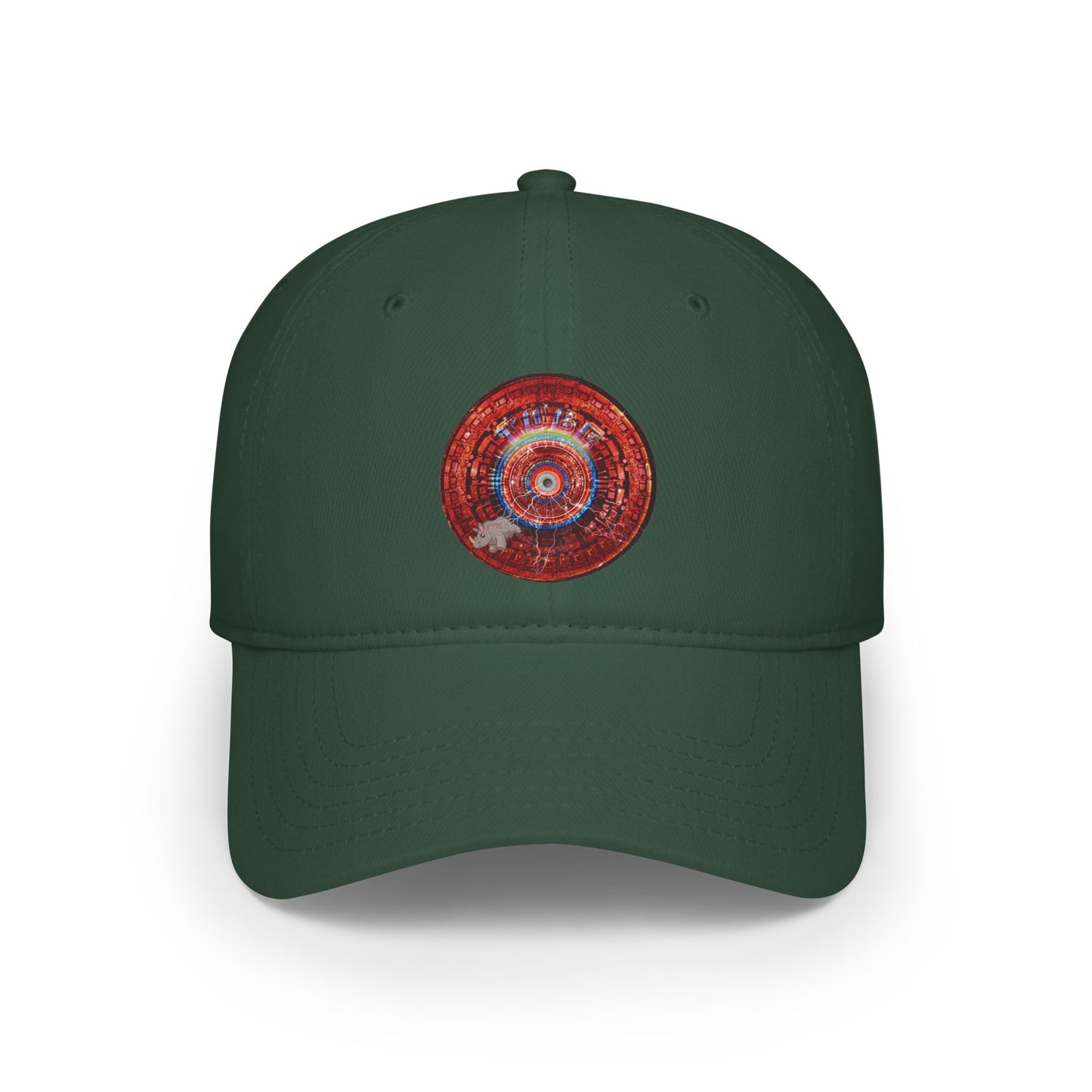 Lumpy Donut Baseball Cap - "Rhinos Do Run From Thunderous Donut Caps" - variant 2 - vivid red tube donut w/