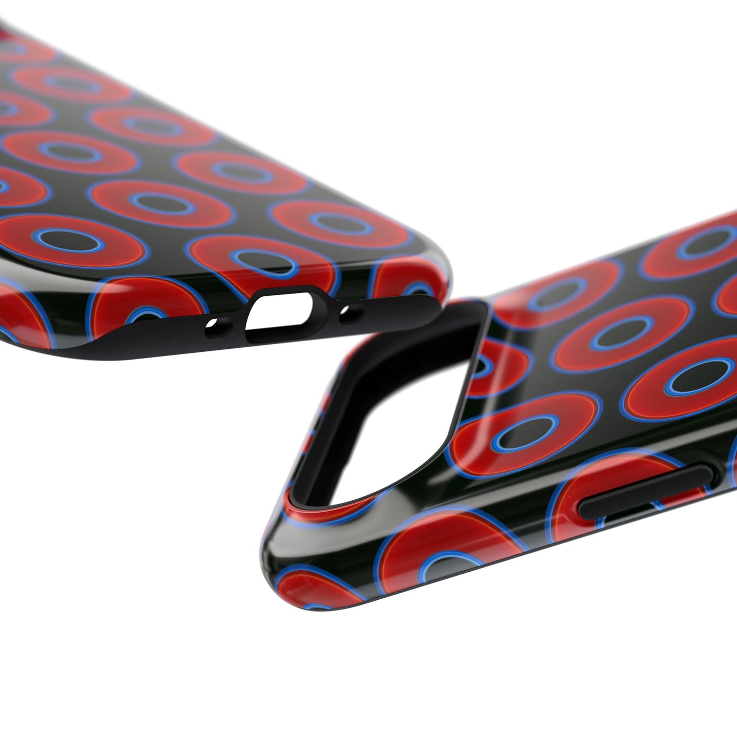 Impact-Resistant Lumpy Donut Case - red vivid donut print w/midnight moss background