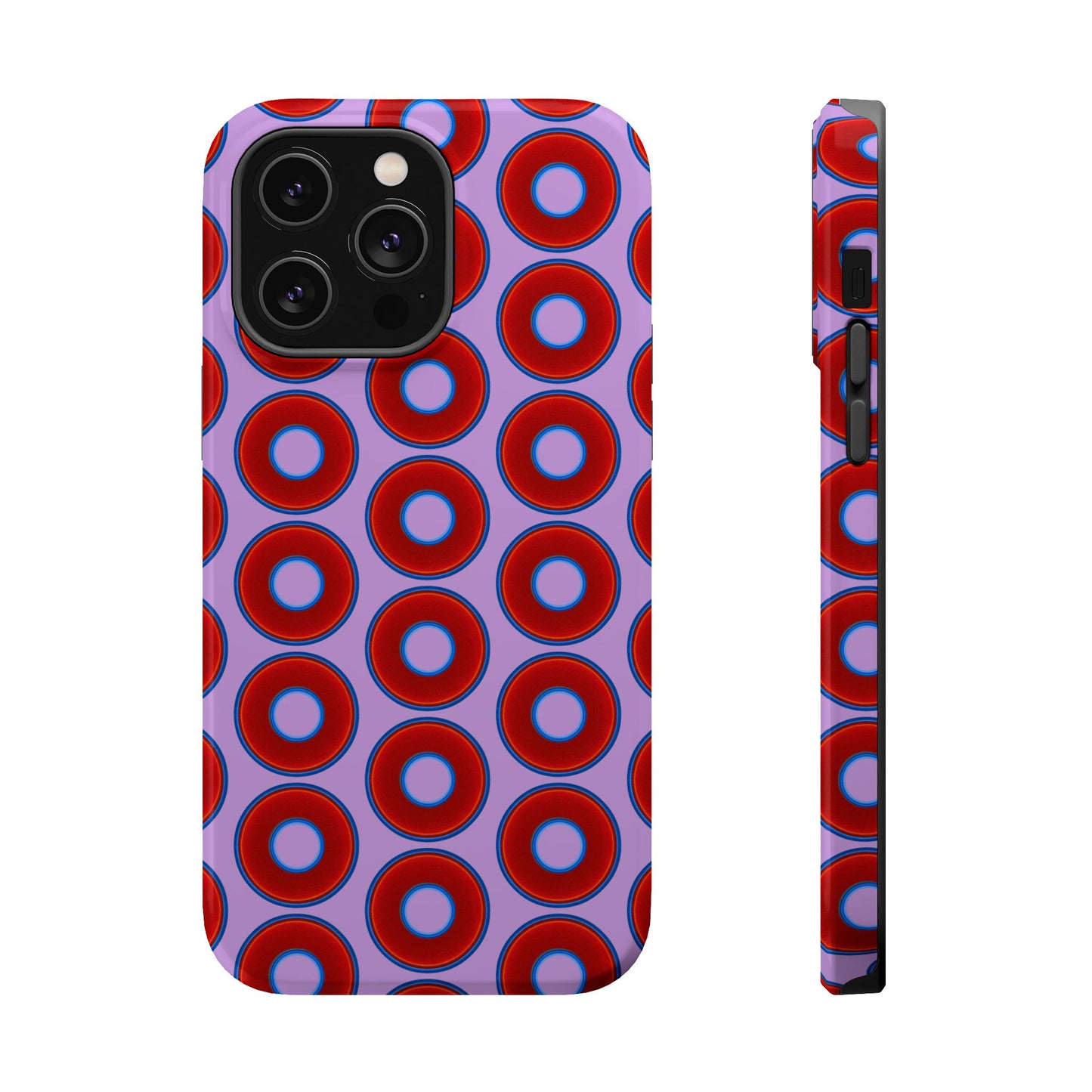 Magnetic Tough Donut Case - red vivid donut print w/wisteria purple background