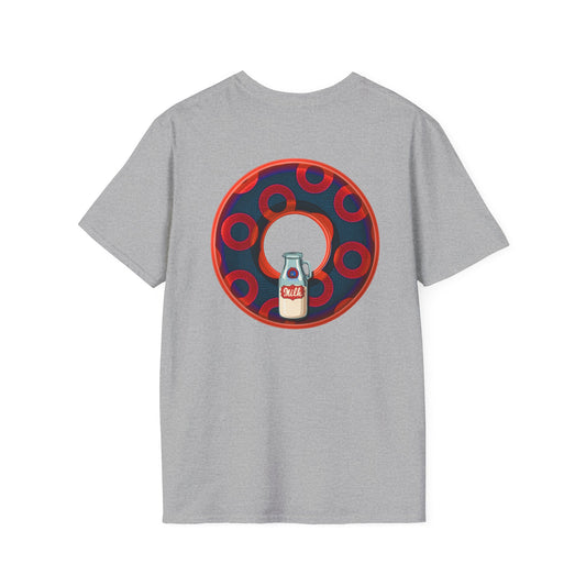 Classic Donut Tee - Unisex Soft-Style - "Wooked Cream - YEMSG Donut " -purple/red rustic paradox donut - variant 3