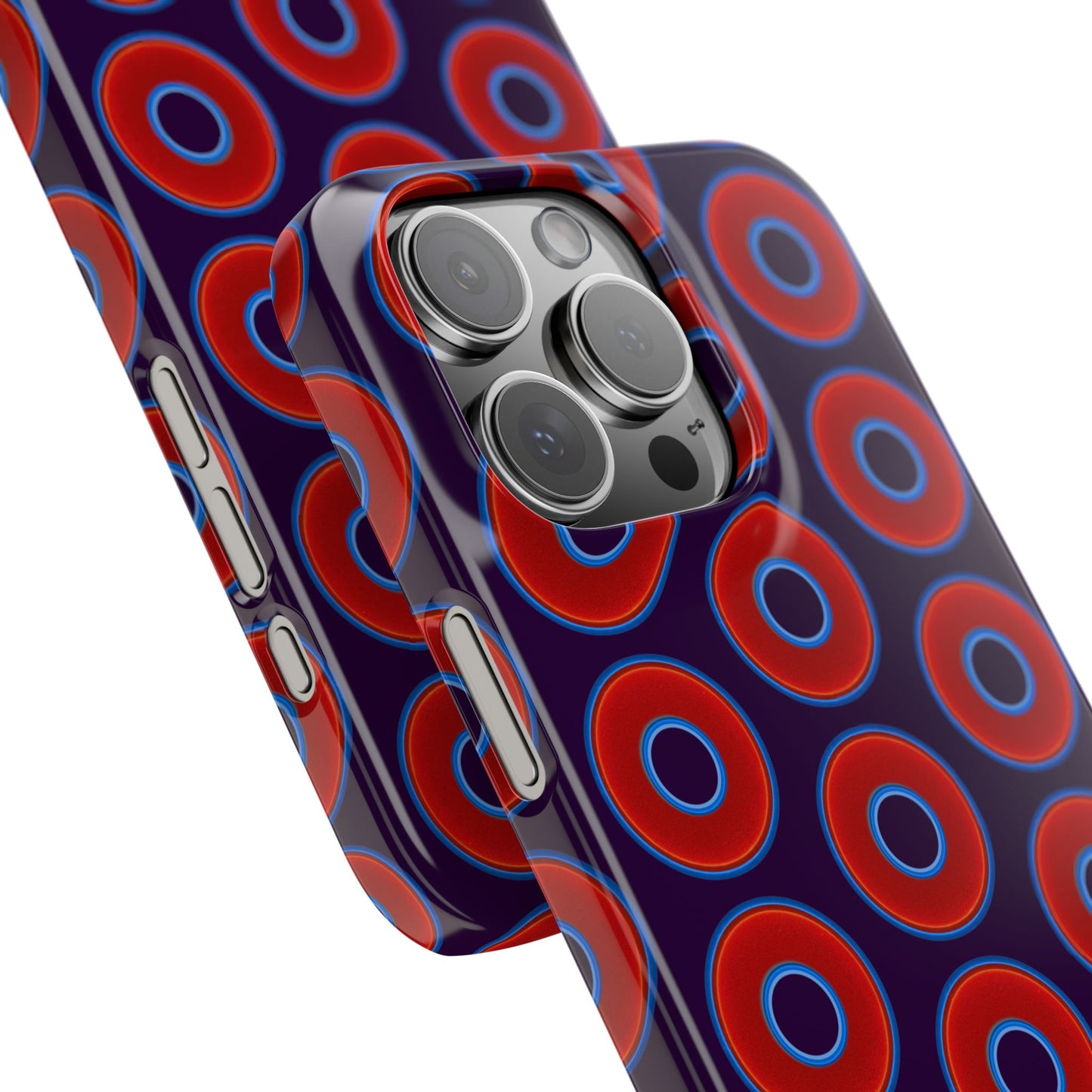 Lumpy Donut Snap Case - red vivid donut print w/midnight purple background