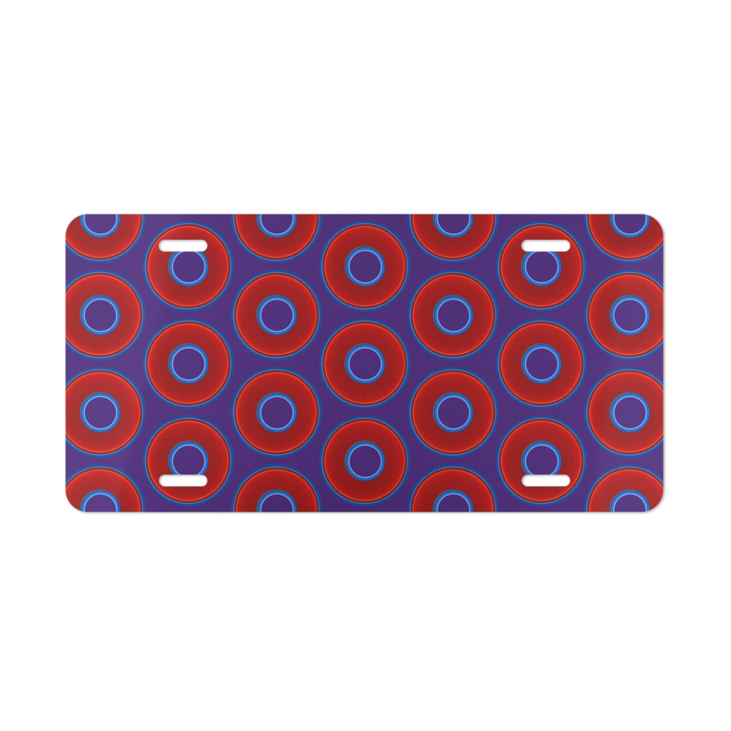 Lumpy Donut Vanity Plate - red vivid donut print w/purple background