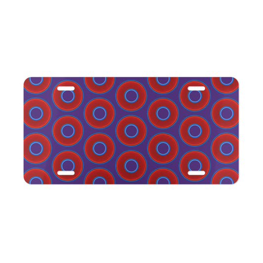 Lumpy Donut Vanity Plate - red vivid donut print w/purple background