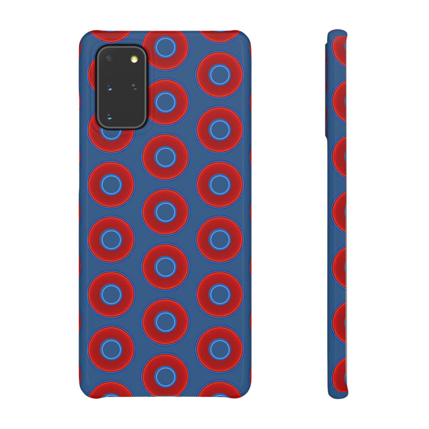 Lumpy Donut Snap Case - red vivid donut print w/light navy blue background