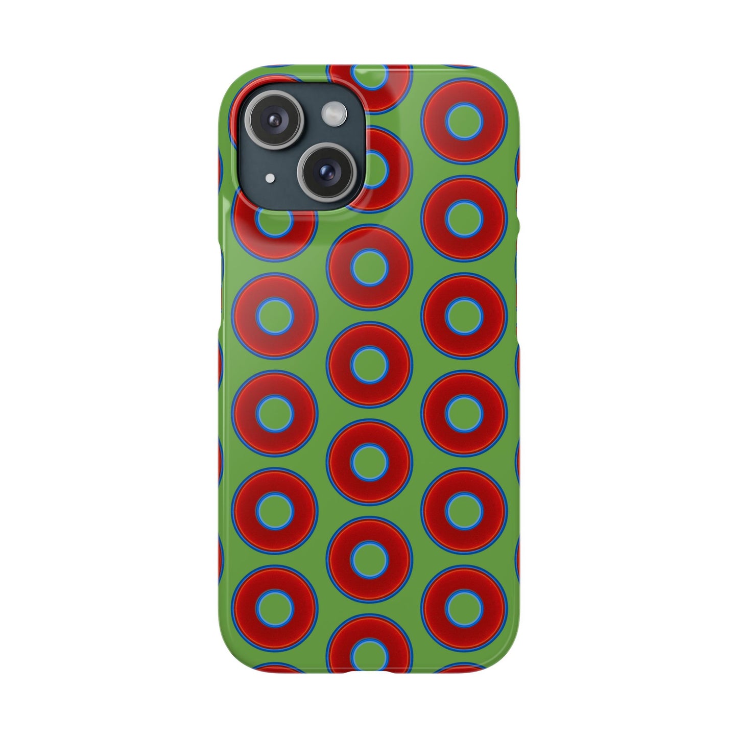 <Lumpy Donut Snap Case - red vivid donut print w/light green background