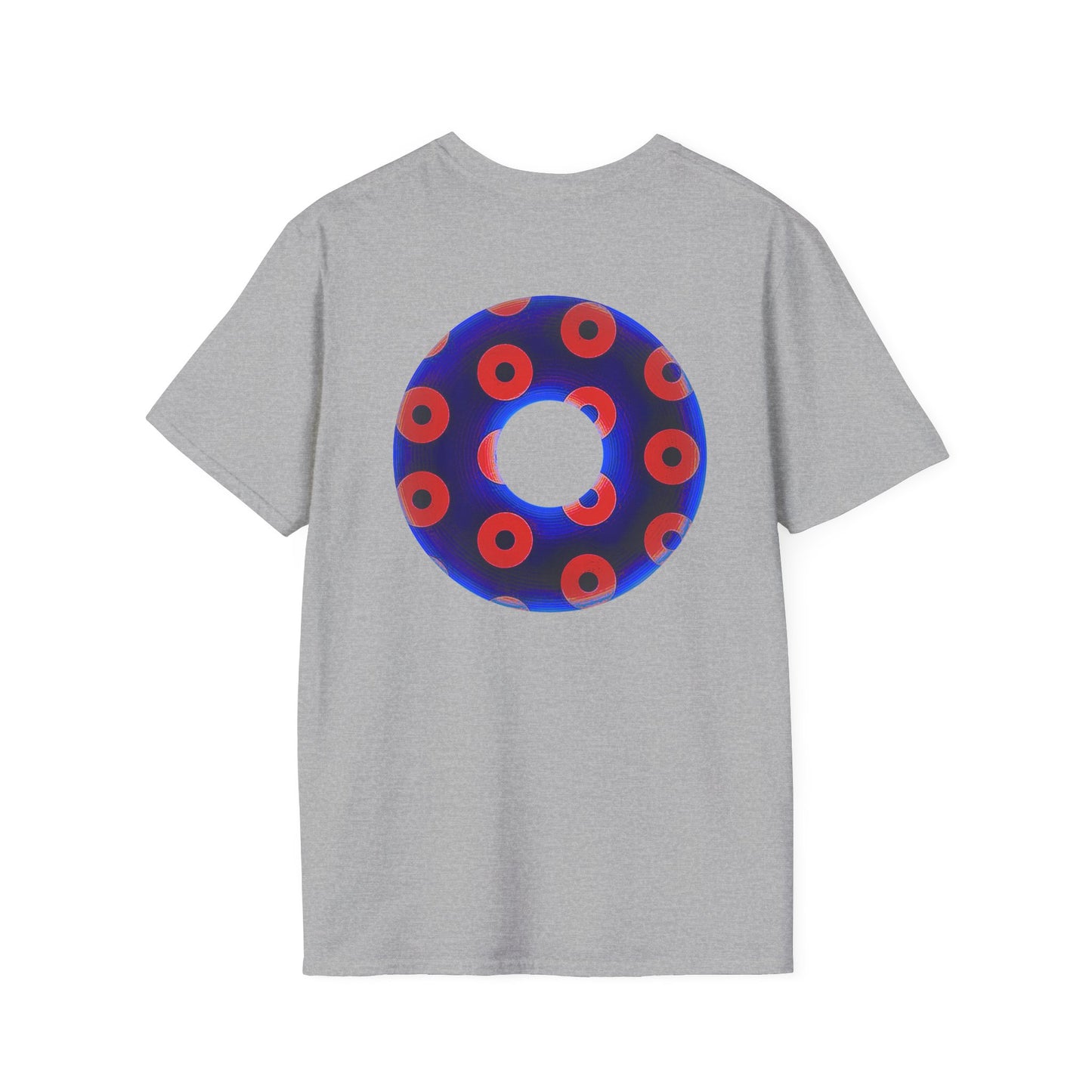Plain Donuts/Unisex Soft-Style - "Plain Blimpy Paradoxical Donuts" - dark violet blue/bright red donuts