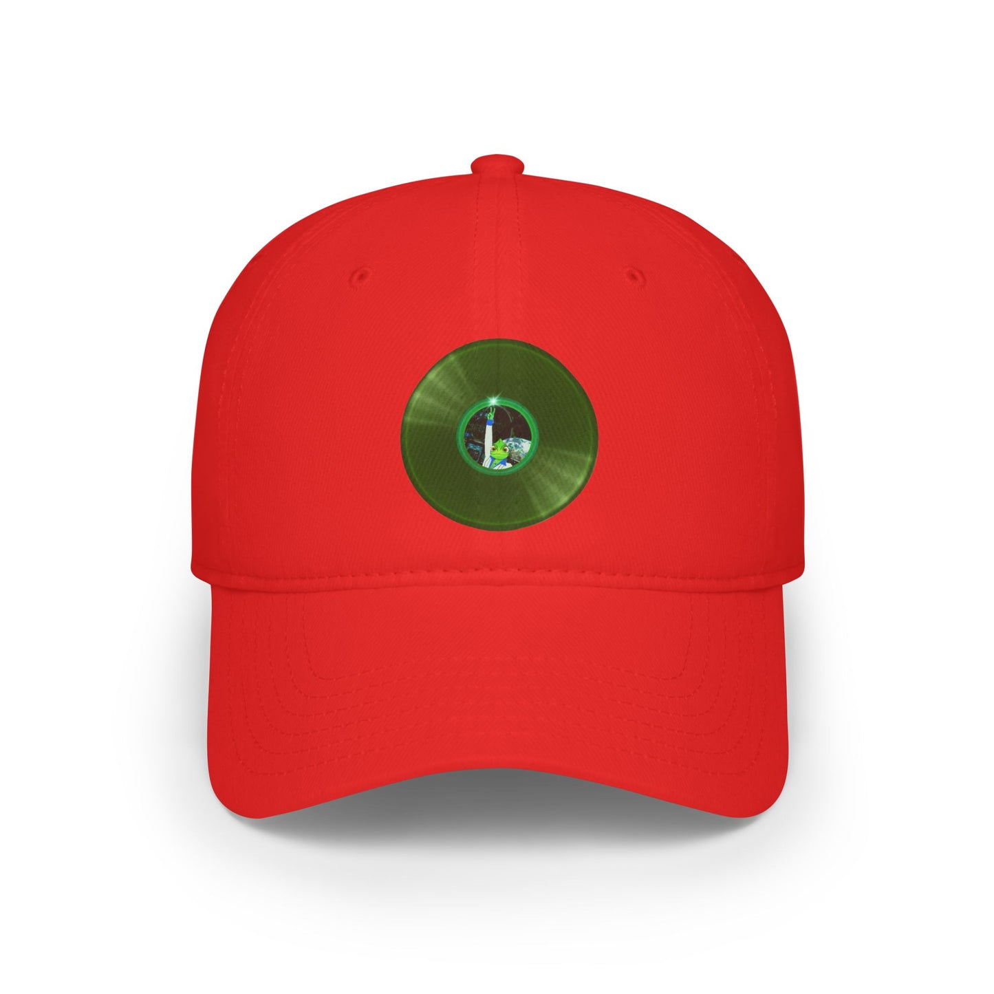 Lumpy Donut Baseball Cap - "Rutherford's Staying Alive Donut Cap" - variant 2 vivid green record donut w/