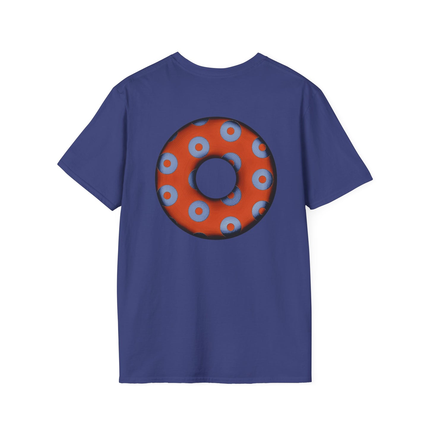 Plain Donuts/Unisex Soft-Style - "Plain Blimpy Paradoxical Donuts" - light blue/orange donuts