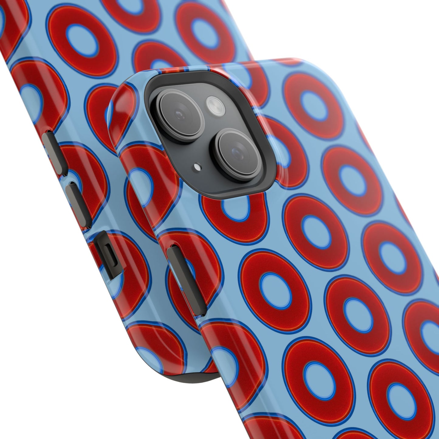 Magnetic Tough Donut Case - red vivid donut print w/sky blue background