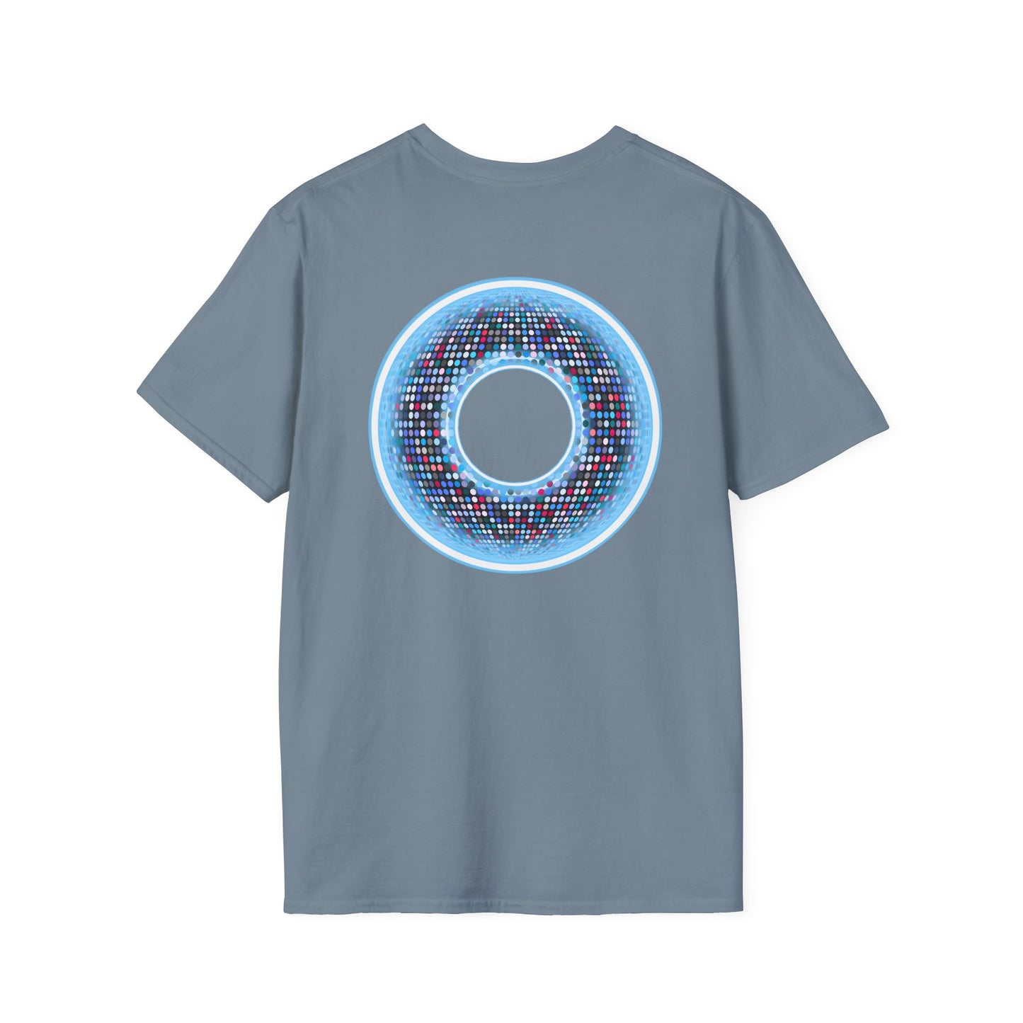 Classic Donut Tee - Unisex Soft-Style - "Microdot Donut" - light blue pixilated donut
