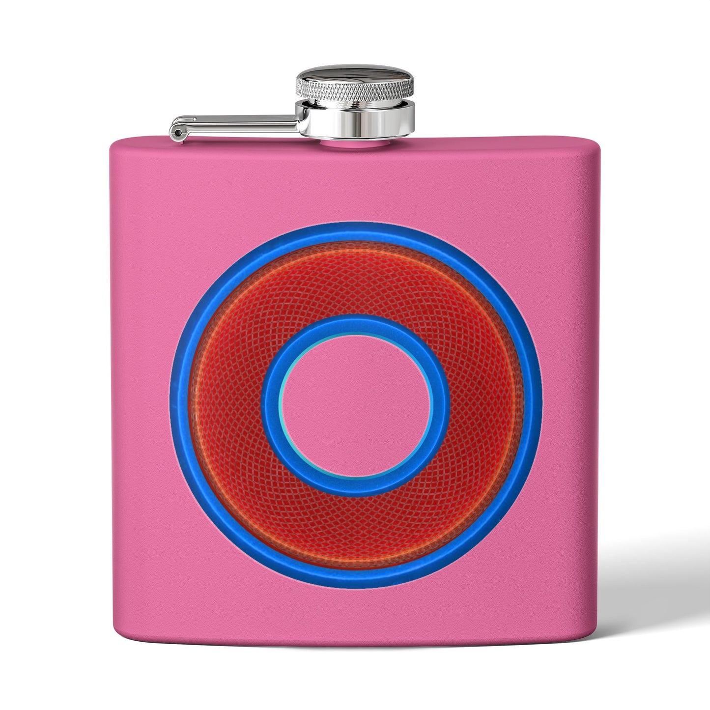 Lump's Donut Flask 6 oz - rustic red/blue donut - [*w/your choice of 6 backgrounds]