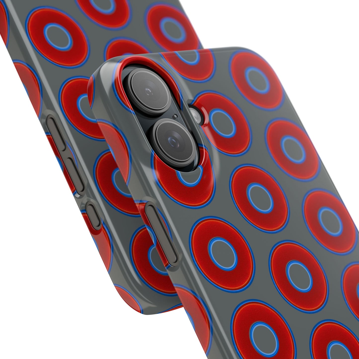 Lumpy Donut Snap Case - red vivid donut print w/dark gray background