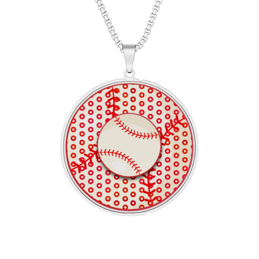 Lump's Heady Donut Necklace - 1" x 1" Stainless Steel Pendant - "Phenway Ballpark Donuts - baseball paradox donut - variant 3
