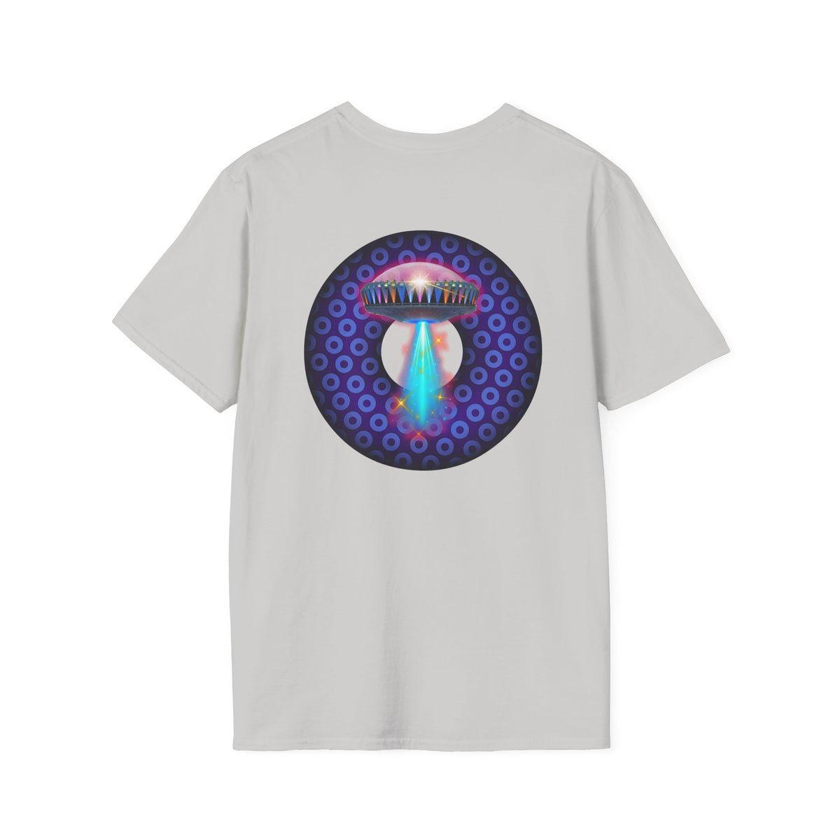 Classic Donut Tee - Unisex Soft-Style - "Donuts now Served on the Mothership" - series 1.0  - variant 5  - purple/violet paradoxical donut