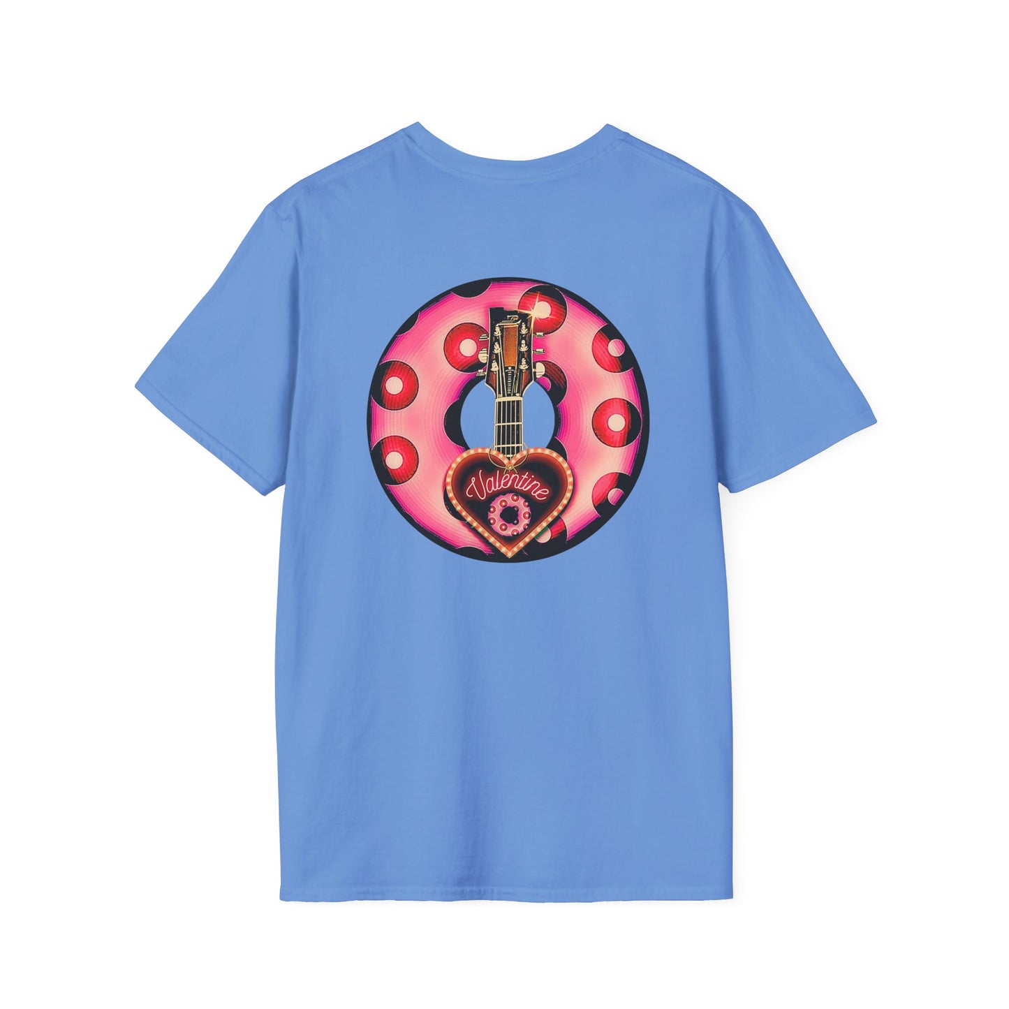 Classic Donut Tee - Unisex Soft-Style - "Would You Be My Donut?" - paradoxical faded magenta/red donut - variant 1
