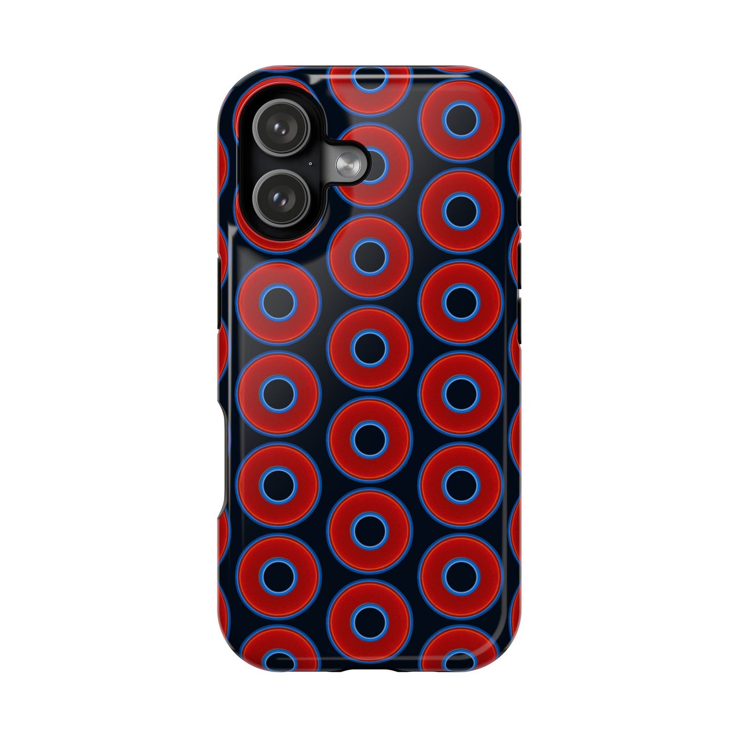 Magnetic Tough Donut Case - red vivid donut print w/blue charcoal background
