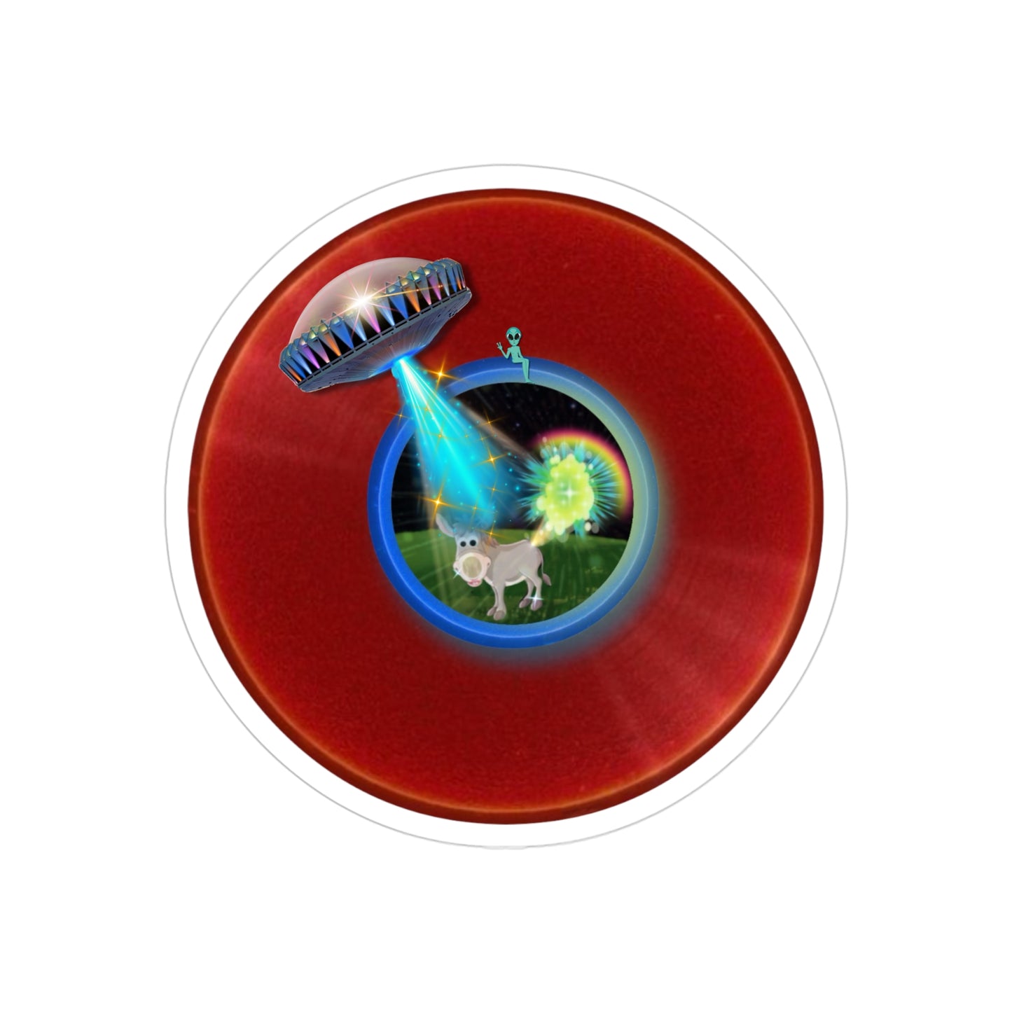 Donut Bumper/Outdoor Sticker - "Mule Feed Donuts" - series 1.0 - red donut - [Die-Cut] 6"x 6"