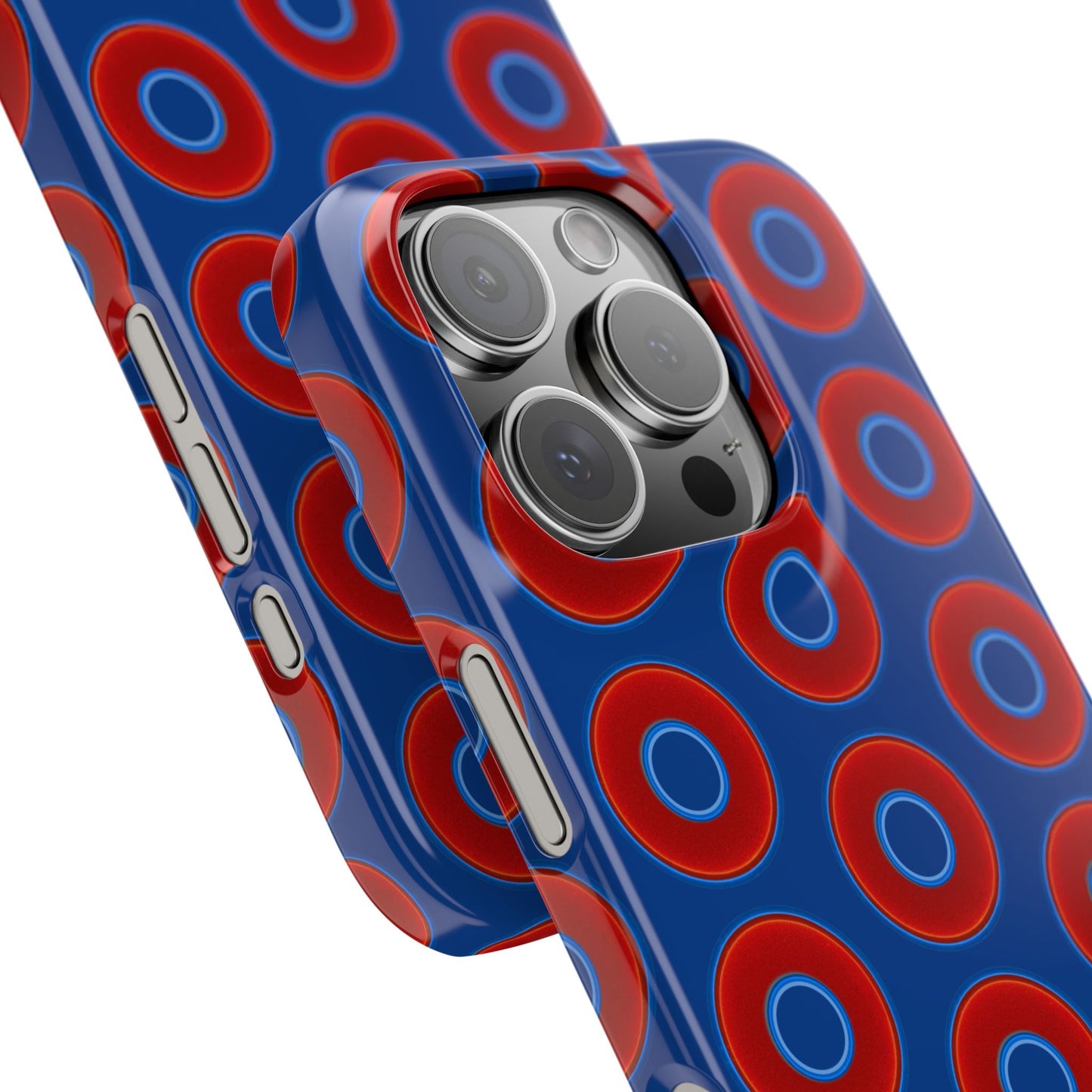 Lumpy Donut Snap Case - red vivid donut print w/dark blue background