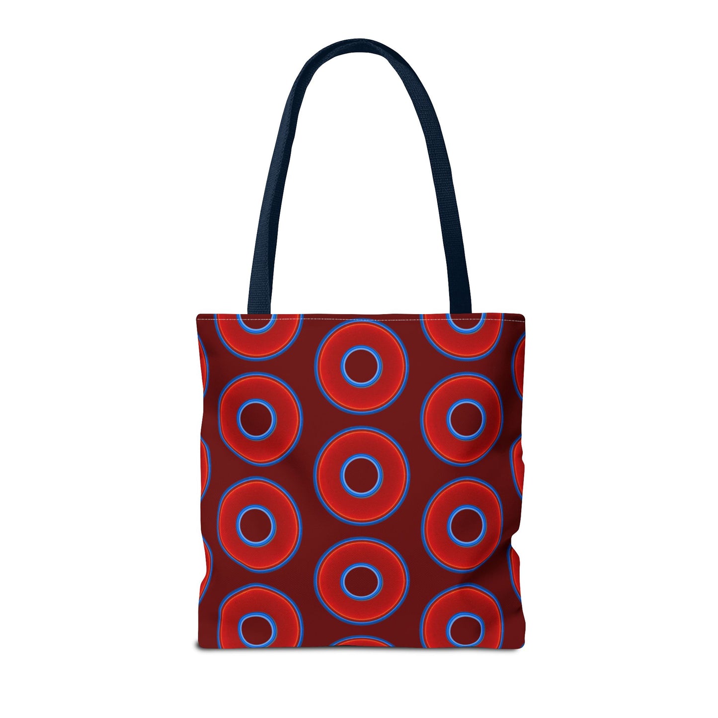 Lumpy Beach/Tote Bag - red vivid donuts w/dark red background