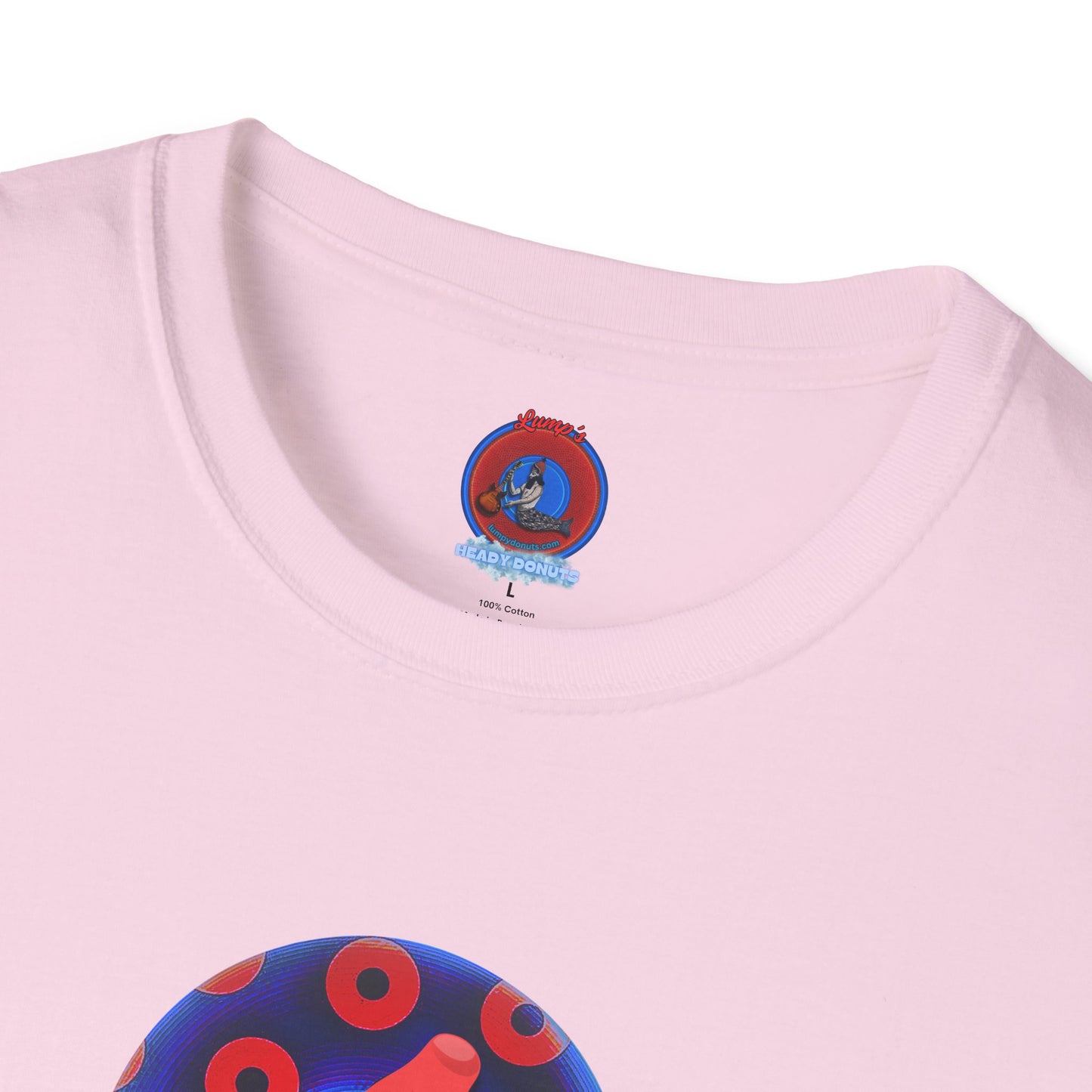 Classic Donut Tee - Unisex Soft-Style - "Blow this Popsicle Stand" - blue/red paradox bomb pop donut - variant 1