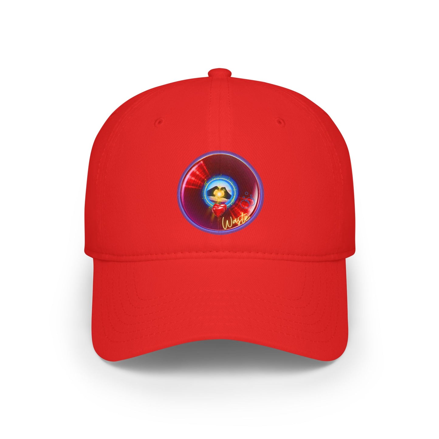 Lumpy Donut Baseball Cap - "Waste of a Perfectly Good Donut Cap" - variant 2 - vivid red record donut w/
