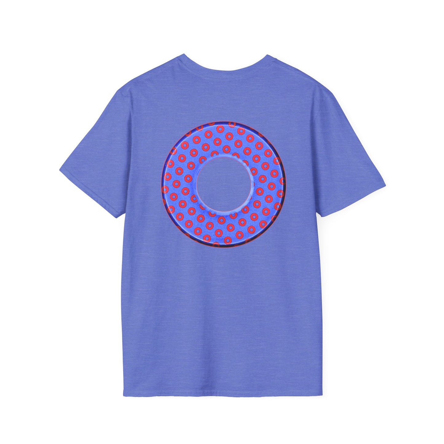 Plain Donuts/Unisex Soft-Style - "Plain Electric Paradoxical Donuts" - bright royal blue/red coral donuts