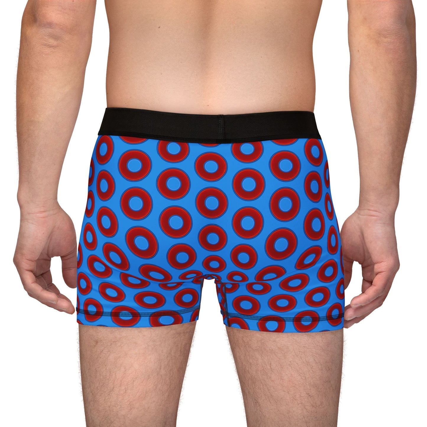 Men's Donut Boxers - red vivid donuts w/sky royal blue background