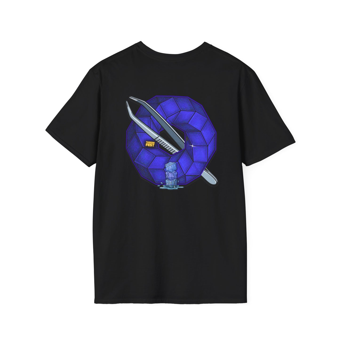 Classic Donut Tee - Unisex Soft-Style - "The Teasing Festivus Donut" - blue rustic cubed donut