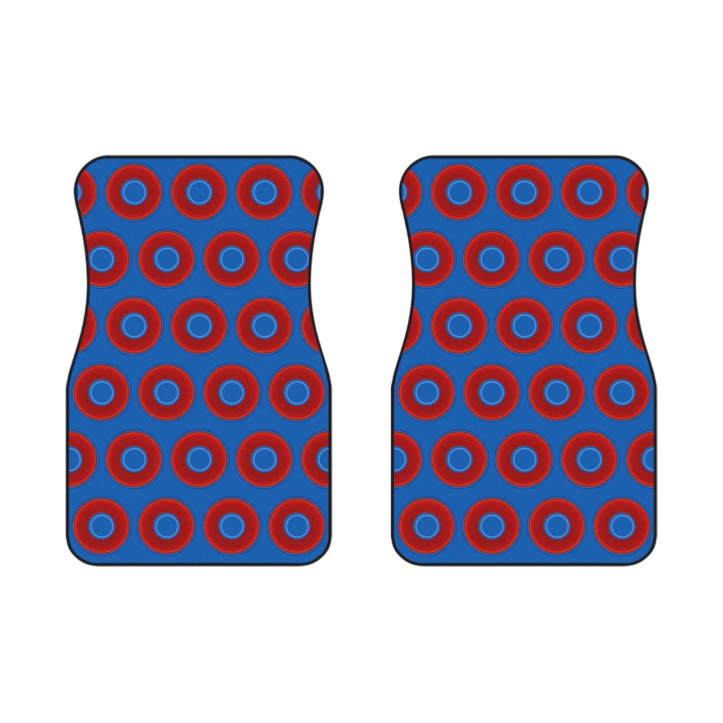 Contacted Car Mats - Set of 2/Front - vivid donut print w/dark royal blue background