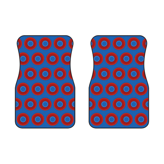 Contacted Car Mats - Set of 2/Front - vivid donut print w/dark royal blue background