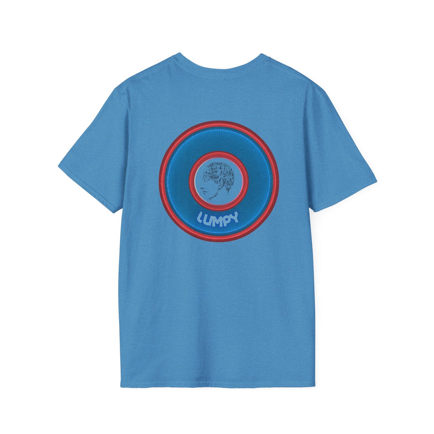 Classic Donut Tee - Unisex Soft-Style - "The Lumpy Donut" - variant 2 - blue/red donut