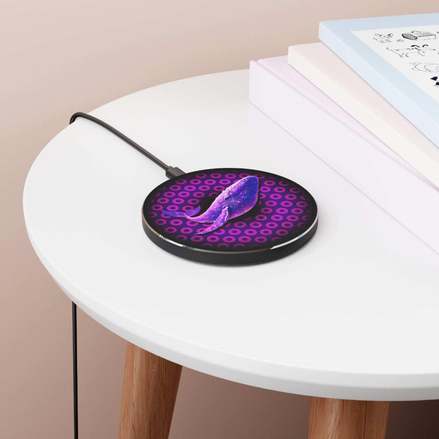 The Flow - Wireless Lumpy Donut Chargers - "Whale of a Good Wireless Charger" - purple/magenta paradoxical donut w/black background - variant 1