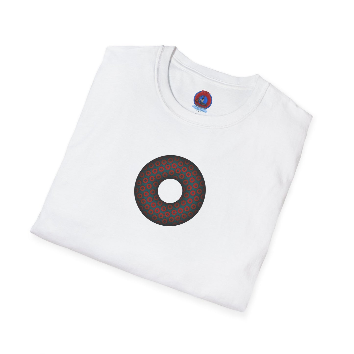 Plain Donuts/Unisex Soft-Style - "Plain Paradoxical Grided Donuts" - red/faded navy donuts