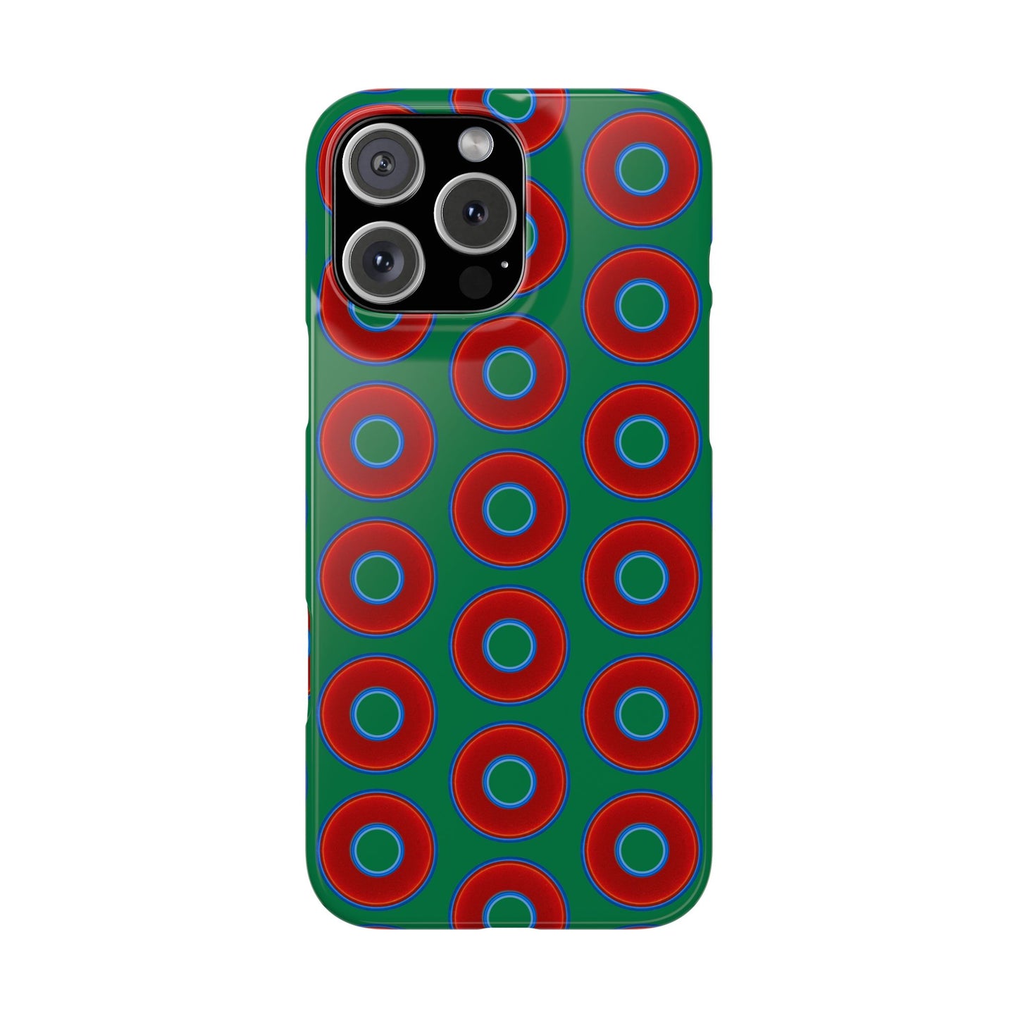 Lumpy Donut Snap Case - red vivid donut print w/green background