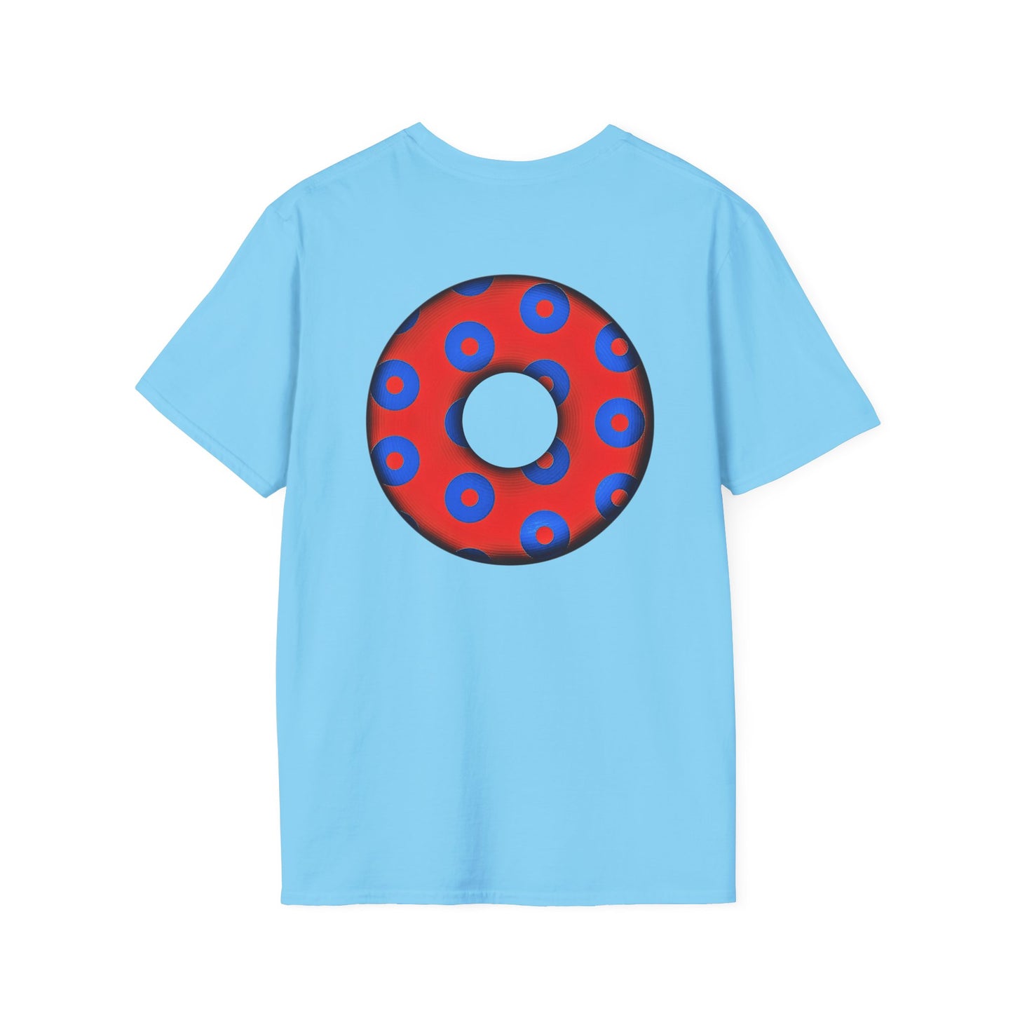 Plain Donuts/Unisex Soft-Style - "Plain Blimpy Paradoxical Donuts" - red/blue donuts